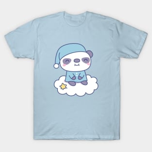 Cute Little Panda In Pajamas On Cloud T-Shirt